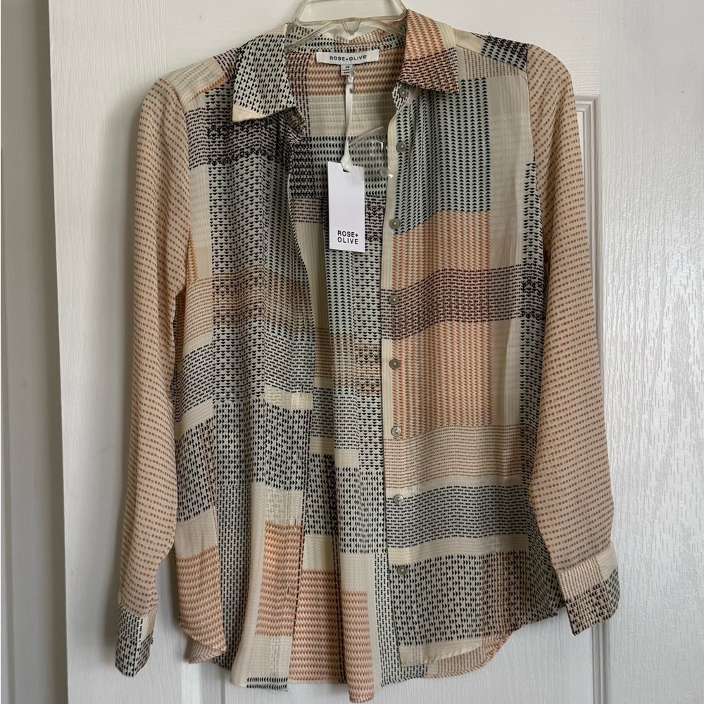Rose + Olivia Long Sleeve Button-Up Blouse